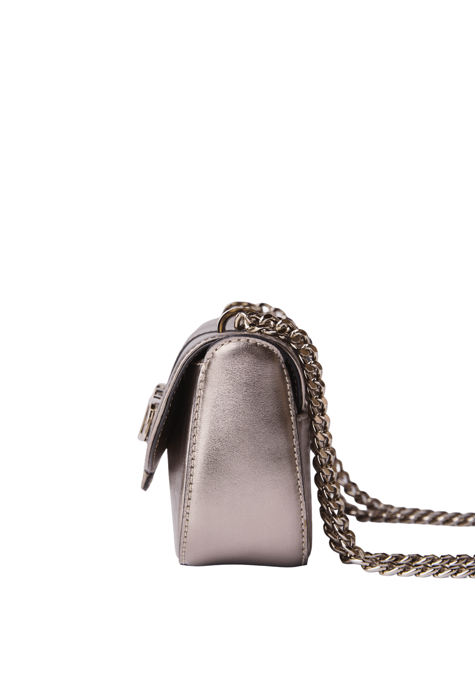 BL2129 - BOLSA PEQUENA METALIZADA COM ALÇA DE CORRENTE