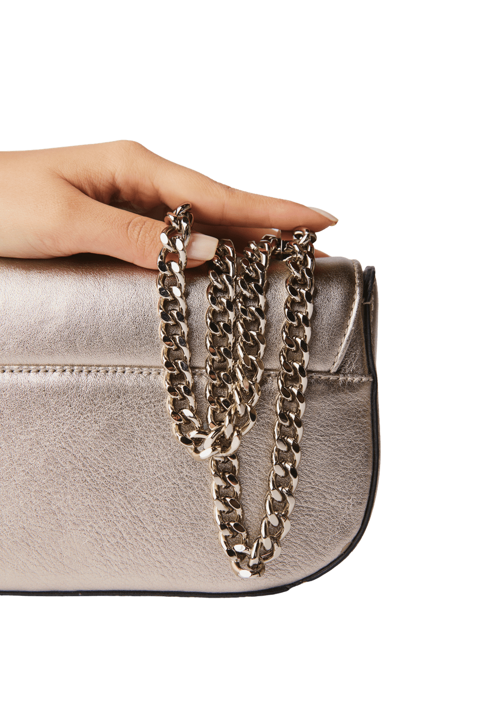 Bolsa Mini em Couro Metalizado